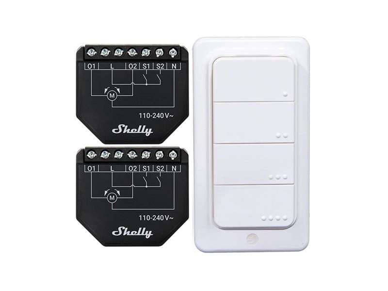 Sada 2 ovládačov žalúzií/záclon SHELLY Shutter + 4 tlačidlá BLU RC WiFi