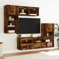 vidaXL 5-dielne TV nástenné skrinky s LED dymový dub kompozitné drevo