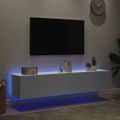 vidaXL TV nástenné skrinky s LED svetlami 2 ks biele 80x35x31 cm