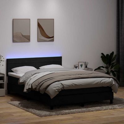 vidaXL Posteľný rám boxspring s matracom a LED čierny 160x210 cm zamat