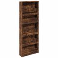 vidaXL Botník so zrkadlom 5-poschodový dymový dub 63x17x169,5 cm