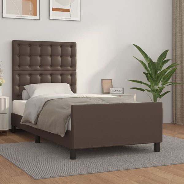 vidaXL Posteľný rám s čelom hnedý 80x200 cm umelá koža