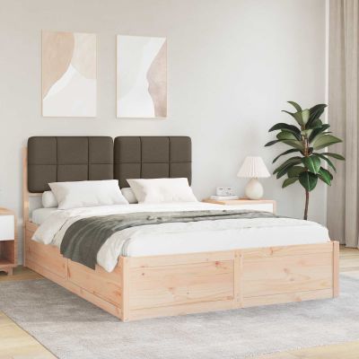 vidaXL Rám postele s čalúneným čelom Sivohnedá 150 x 200 cm
