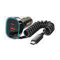 Nabíjačka do auta BWOO CC96C 30W PD 1x USB-C 1x USB port s USB-C káblom sivá