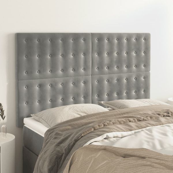 vidaXL Čelo postele, svetlosivé, 144x5x118/128 cm, zamatové