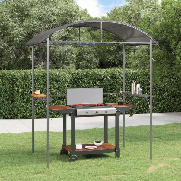vidaXL Grilovací altánok s policami antracitový 220x115x230 cm oceľ