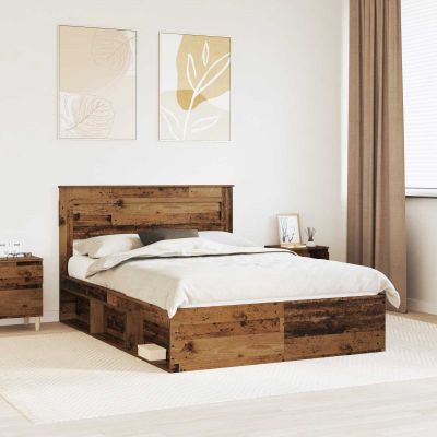 vidaXL Rám postele Staré drevo 140 x 200 cm Masívne borovicové drevo