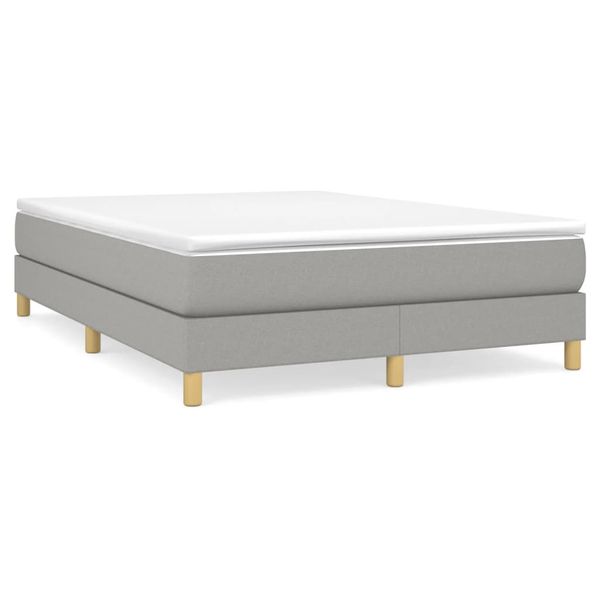 vidaXL Posteľný rám s boxspringom bledosivý 140x200 cm látka