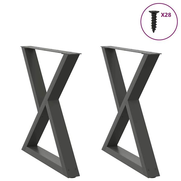 vidaXL Nohy k jedálenskému stolu 2 ks antracitové 70x(72-73,3) cm oceľové