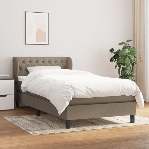 vidaXL Posteľný rám boxsping s matracom sivohnedý 90x200 cm látka