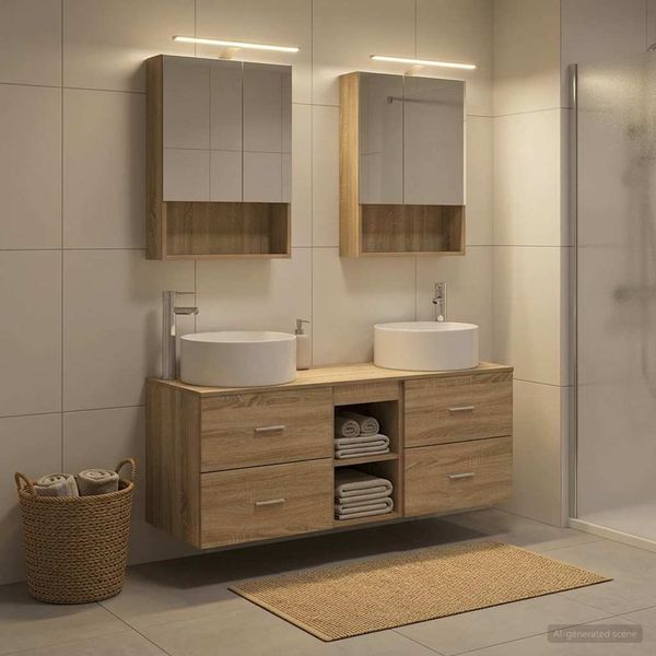 vidaXL Sada kúpeľňového nábytku 5 pcs Dub sonoma