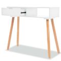 vidaXL Biely prístavný stolík z masívneho borovicového dreva, 80x30x72 cm