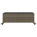 vidaXL Kvetináč s kolieskami 3 nádoby sivý 107x32x38 cm polyratan
