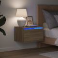 vidaXL Nástenné nočné skrinky s LED osvetlením 2 ks dub sonoma
