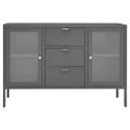 vidaXL Komoda antracitová 105x35x70 cm oceľ a tvrdené sklo