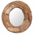 vidaXL Dekoratívne zrkadlo z teakového dreva, 60 cm, okrúhle