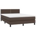 vidaXL Boxspring posteľ s matracom a LED hnedá 140x190 cm umelá koža