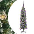 vidaXL Umelý chudý vianočný strom Zelená a biela 120 cm