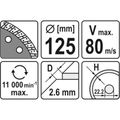 Kotouč diamantový 125 x 22,2 x 2,6 mm turbo YT-6023