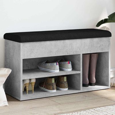vidaXL Lavička na topánky betónovo sivá 82x32x45,5 cm kompozitné drevo