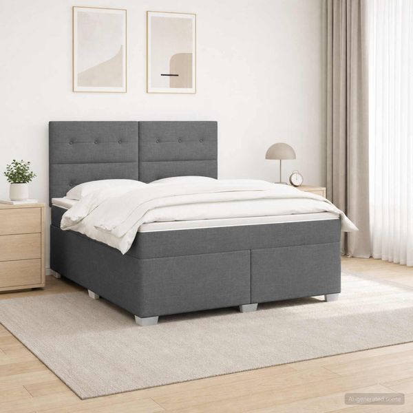 vidaXL Posteľ boxspring s matracom Tmavosivá 140 x 190 cm Látka
