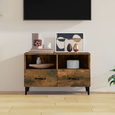 vidaXL TV skrinka dymový dub 80x36x50 cm spracované drevo
