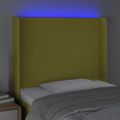 vidaXL Čelo postele s LED zelené 83x16x118/128 cm látka