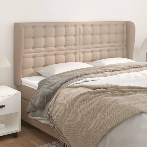 vidaXL Čelo postele so záhybmi kapučínové 203x23x118/128 cm umelá koža