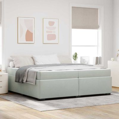 vidaXL Rám postele s matracmi Svetlosivá 200 x 200 cm látka