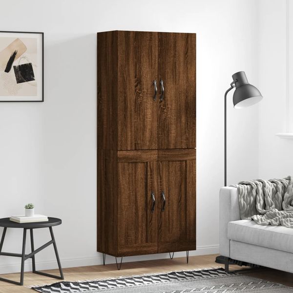 vidaXL Vysoká skrinka hnedý dub 69,5x34x180 cm spracované drevo