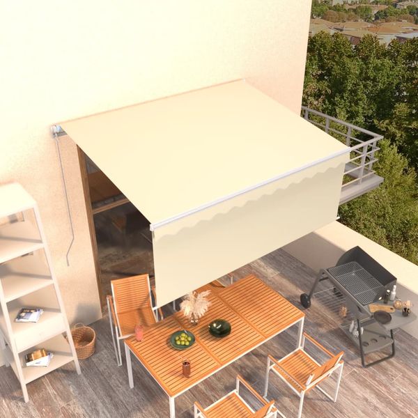 vidaXL Ručne zaťahovacia markíza s tienidlom 3,5x2,5 m krémová