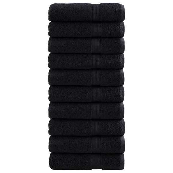 vidaXL Prémiové uteráky na ruky SOLUND 10ks čierne 50x100cm 600 g/m2