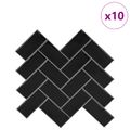 vidaXL Dlaždica herringbone 10 ks Čierna 30 x 30 cm Polyuretán a PET