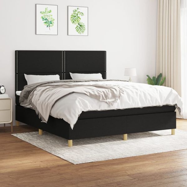 vidaXL Posteľný rám boxspring s matracom čierny 160x200 cm látka