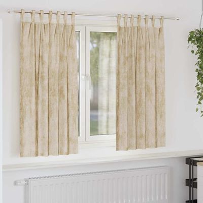 vidaXL Sametové závesy so záclonami 2 pcs Krémová 175 x 140 cm Zamat