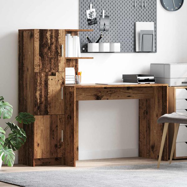 vidaXL Stôl 2 pcs Staré drevo