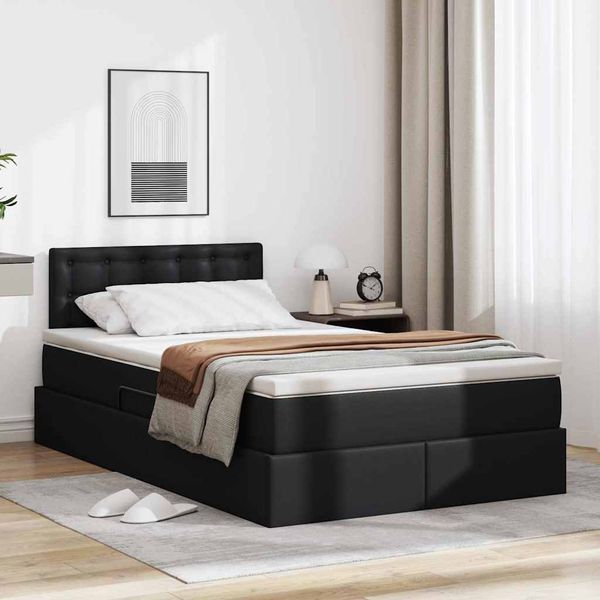 vidaXL Postel s úložným prostorem a matrací Čierna 120 x 200 cm