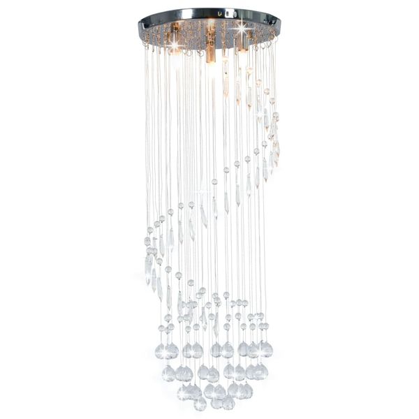 vidaXL Stropná lampa s krištálikmi, strieborná, špirála G9