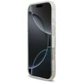 Guess puzdro Magsafe IML puzdro Kvety elektroplatované allover s korálkovým remienkom pre iPhone 17 biela