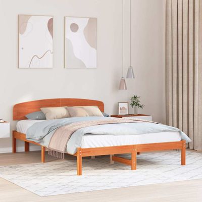 vidaXL Rám postele Včelí hnedý 140 x 200 cm Masívne borovicové drevo