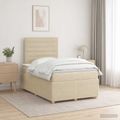 vidaXL LED boxspring posteľ s matracom Krémová 120 x 190 cm Látka