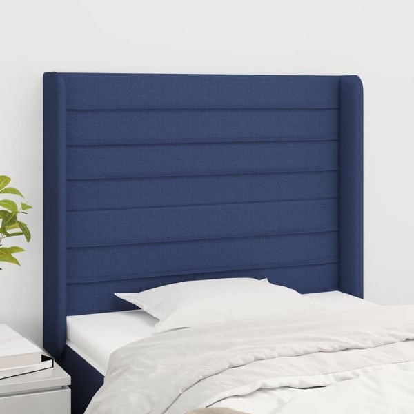 vidaXL Čelo postele so záhybmi modré 93x16x118/128 cm látka