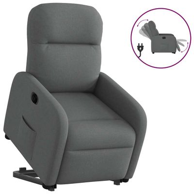 vidaXL Elektrické zdvíhacie sklápacie kreslo tmavosivé látka