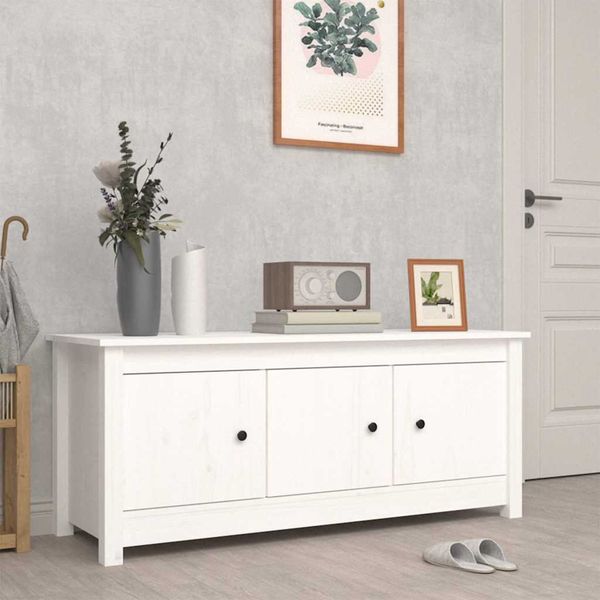 vidaXL Skrinka na topánky biela 110x38x45,5 cm masívna borovica