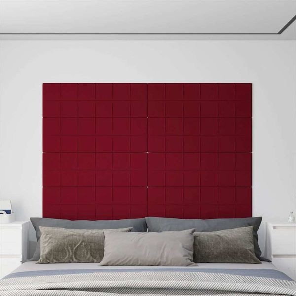 vidaXL Nástenné panely 12 ks vínovo-červené 90x30 cm zamat 3,24 m²
