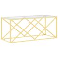vidaXL Konferenčný stolík 110x45x45 cm nehrdzavejúca oceľ a sklo