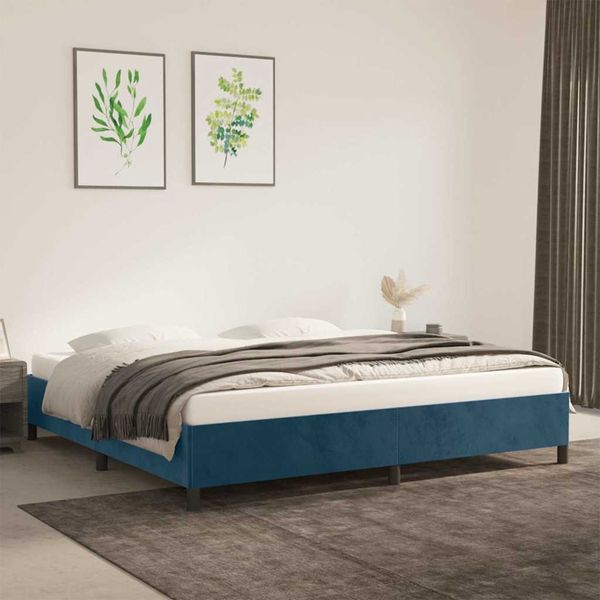vidaXL Rám postele bez matraca tmavomodrý 200x200 cm zamat
