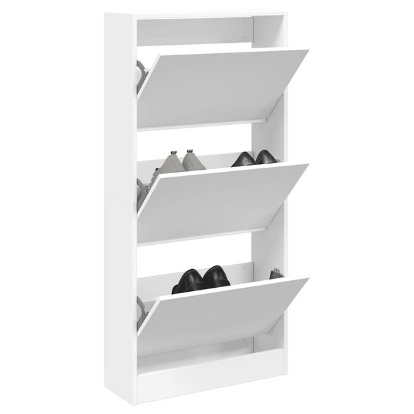 vidaXL Botník biely 60x21x125,5 cm kompozitné drevo