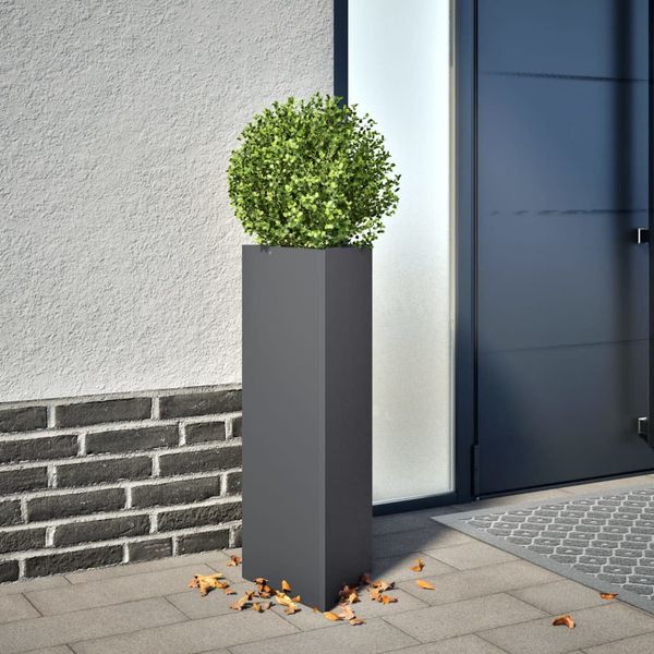 vidaXL Záhradné kvetináče 2 ks antracitové trojuholník 30x26x75cm oceľ
