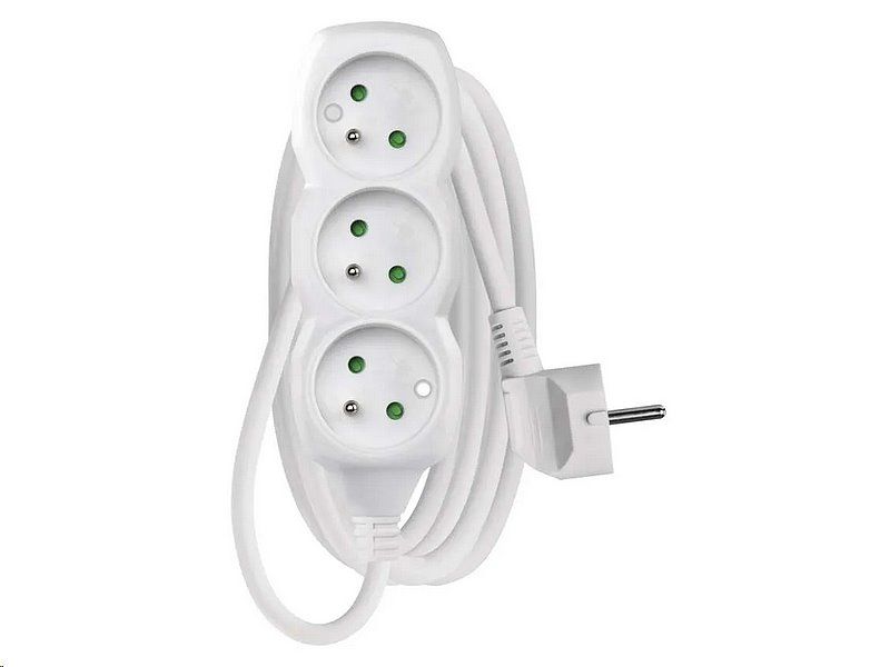 Prodlužovací kabel EMOS P0311 / 1,5 m / 3 zásuvky / bílý / PVC / 1 mm2